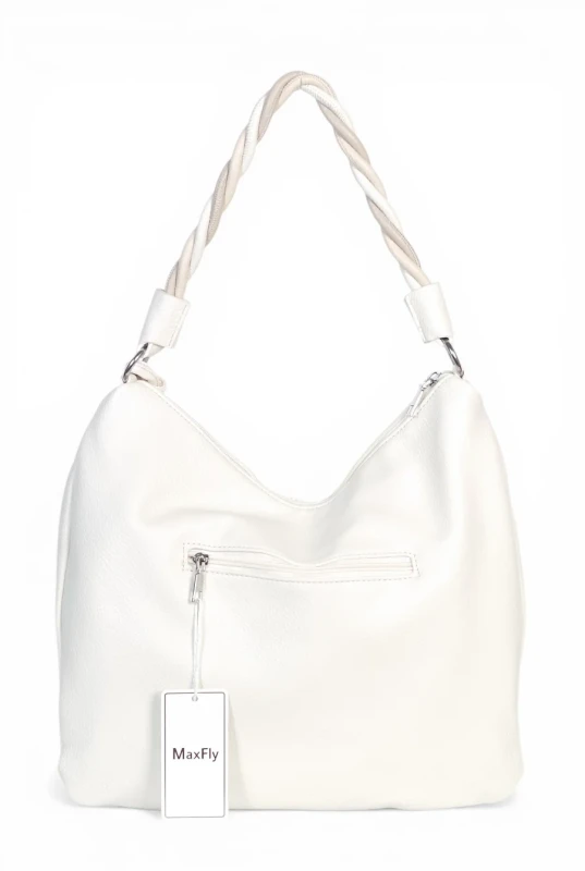 Torebka damska worek Max Fly Italy – plecionka z lnem i skręcana rączka