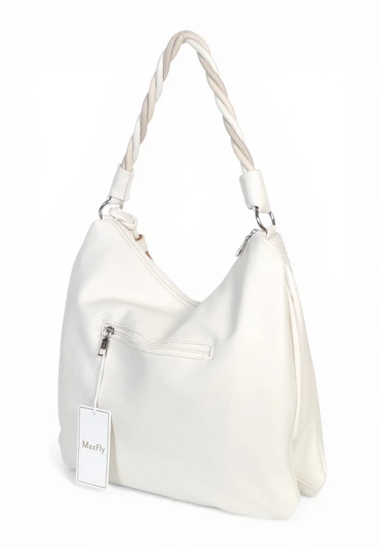 Torebka damska worek Max Fly Italy – plecionka z lnem i skręcana rączka