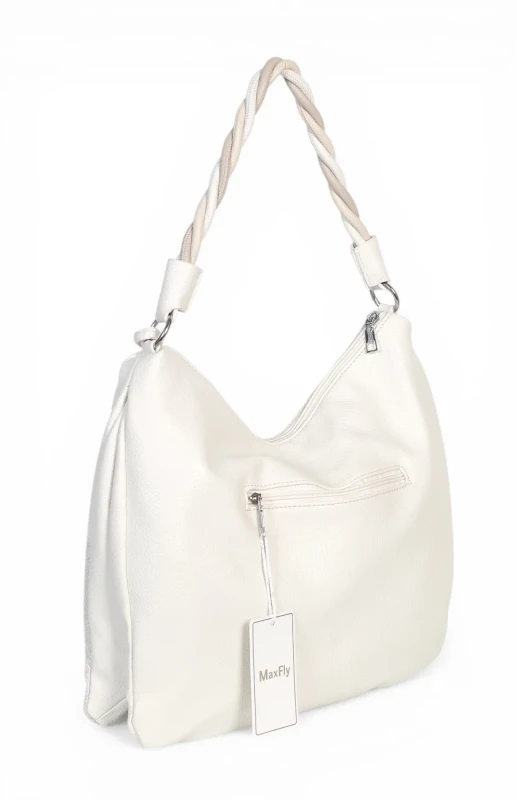 Torebka damska worek Max Fly Italy – plecionka z lnem i skręcana rączka