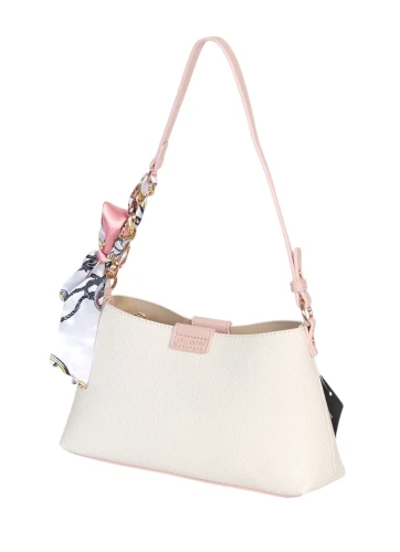 Torebka damska Gallantry Paris z materiału imitującego len i ozdobną apaszką 