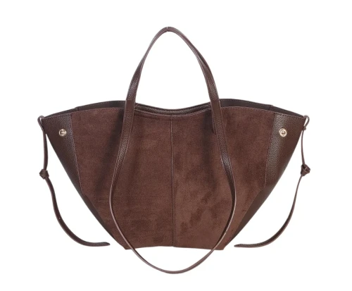 Brązowa torebka damska Gallantry Paris – zamszowy shopper 2w1 w kolorze czekoladowym