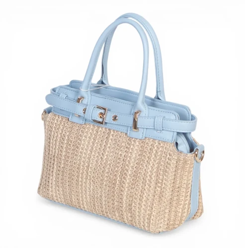 Mała torebka damska kuferek Laphrodite Paris – pleciona torebka z eko skórą