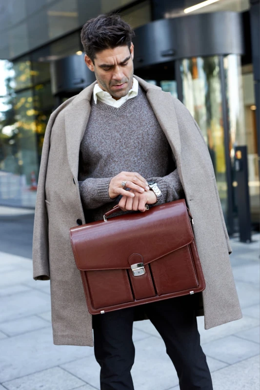 Skórzana Aktówka Męska na Laptopa