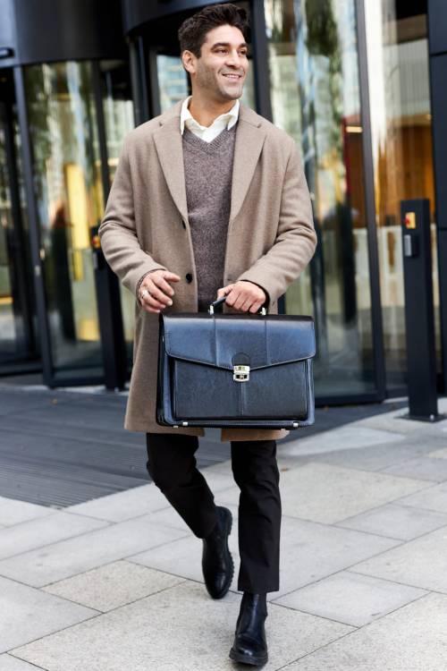 Ekskluzywna teczka męska Tizano – Skórzana aktówka na laptopa 15,6" z naturalnej skóry