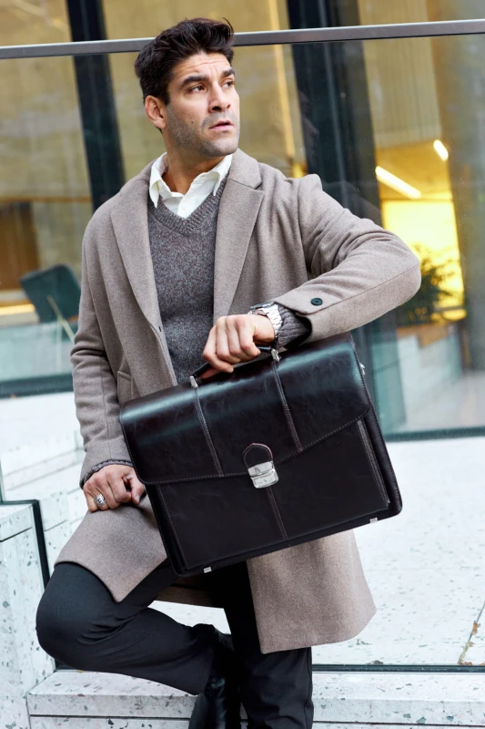 Ekskluzywna teczka męska Tizano – Skórzana aktówka na laptopa 15,6" z naturalnej skóry