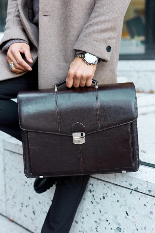 Ekskluzywna teczka męska Tizano – Skórzana aktówka na laptopa 15,6" z naturalnej skóry