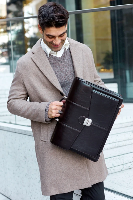 Ekskluzywna teczka męska Tizano – Skórzana aktówka na laptopa 15,6" z naturalnej skóry