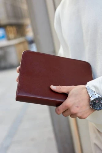 Skórzana aktówka męska A5 Tizano BWS08 – Elegancki neseser na dokumenty brązowy