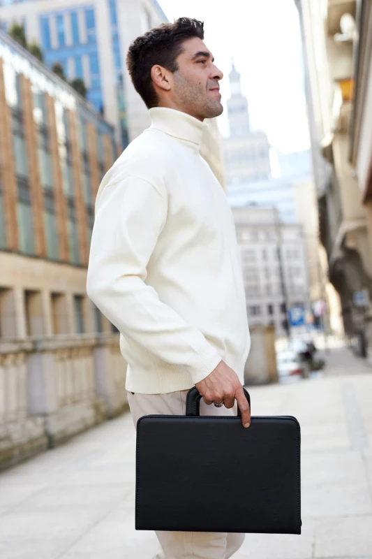 Elegancka Aktówka Męska A4 – Stylowa Teczka Konferencyjna z Ringiem i Klipsem