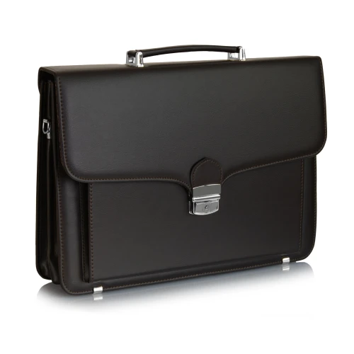 Elegancka aktówka czekoladowa – Teczka biznesowa na dokumenty Tizano T07