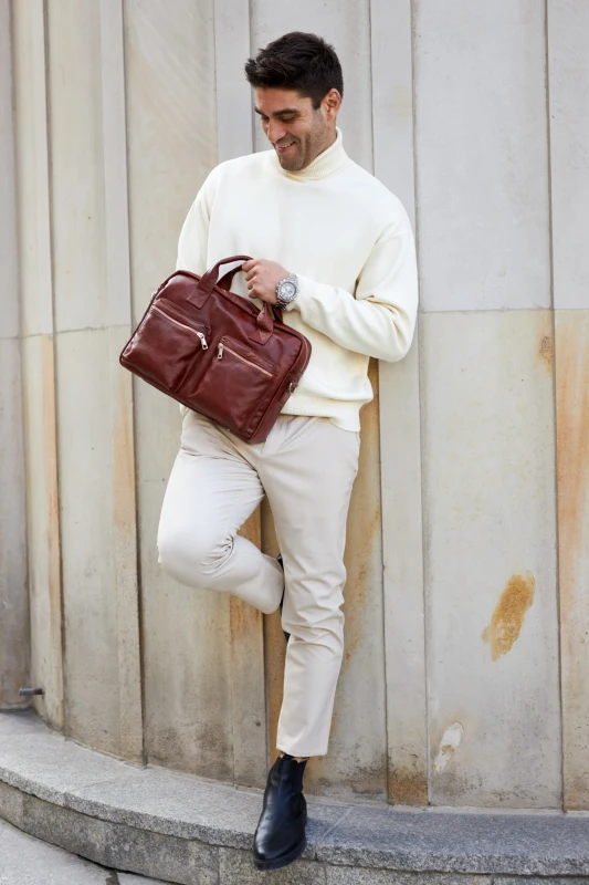 Torba męska skórzana Tizano TM03 brąz cieniowany