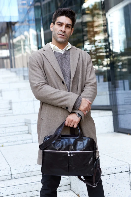 Skórzana czekoladowa torba męska do ręki i na ramię Skóra Premium