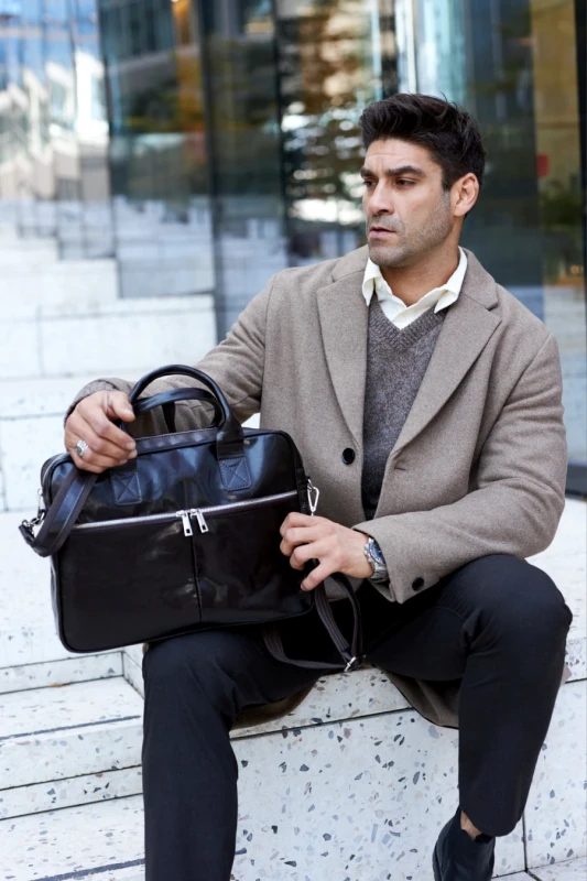 Skórzana czekoladowa torba męska do ręki i na ramię Skóra Premium