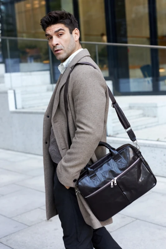 Skórzana czekoladowa torba męska do ręki i na ramię Skóra Premium