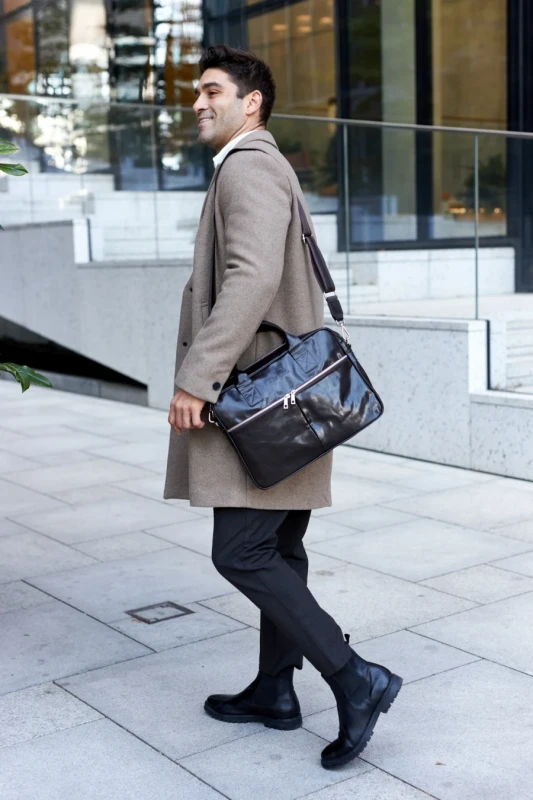 Skórzana czekoladowa torba męska do ręki i na ramię Skóra Premium