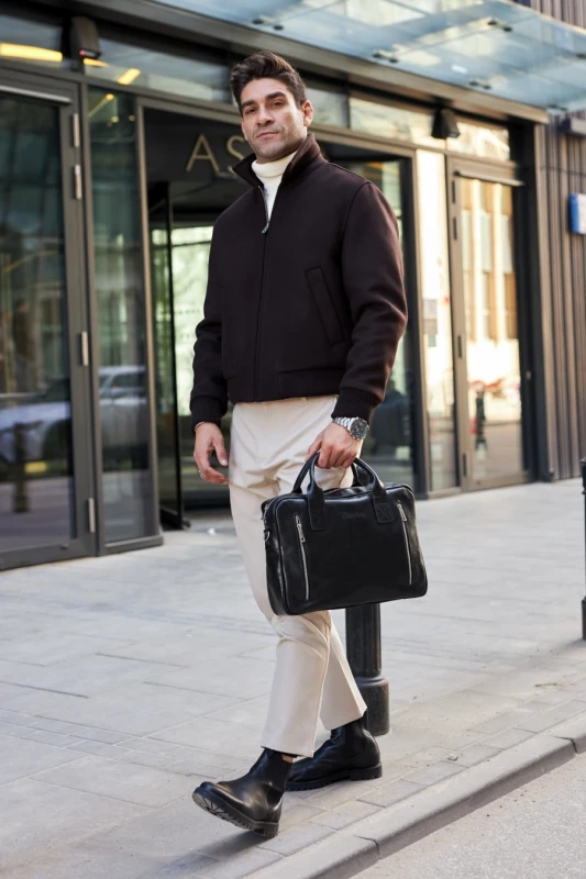 Torba męska skórzana Tizano z kieszeniami i paskiem Skóra Premium