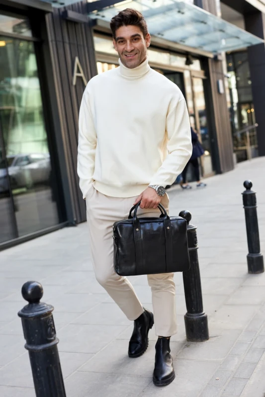 Czarna torba skórzana Tizano do ręki i na ramię Skóra Premium