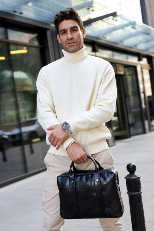 Czarna torba skórzana Tizano do ręki i na ramię Skóra Premium