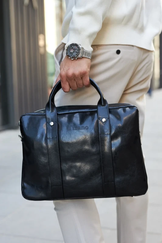 Czarna torba skórzana Tizano do ręki i na ramię Skóra Premium