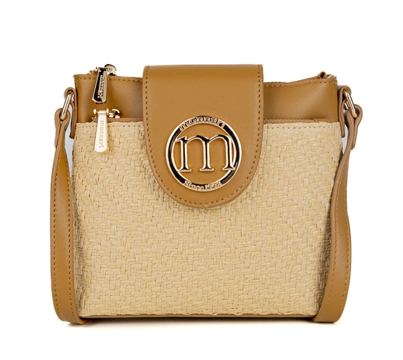 Beżowo-brązowa Listonoszka Monnari z Plecionką – Kolekcja Wiosna-Lato 2026 | Sklep Centrummodnychtorebek.pl