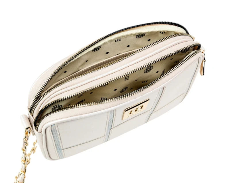 Perłowa Listonoszka Monnari Jasny Róż – Dwukomorowa Torebka na Łańcuszku | Kolekcja Wiosna-Lato 2026