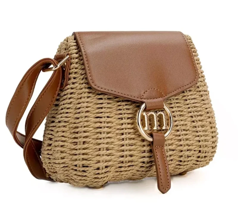 Słomkowa Listonoszka Monnari – Pleciona Torebka Beżowo-Brązowa | Kolekcja Wiosna-Lato 2026