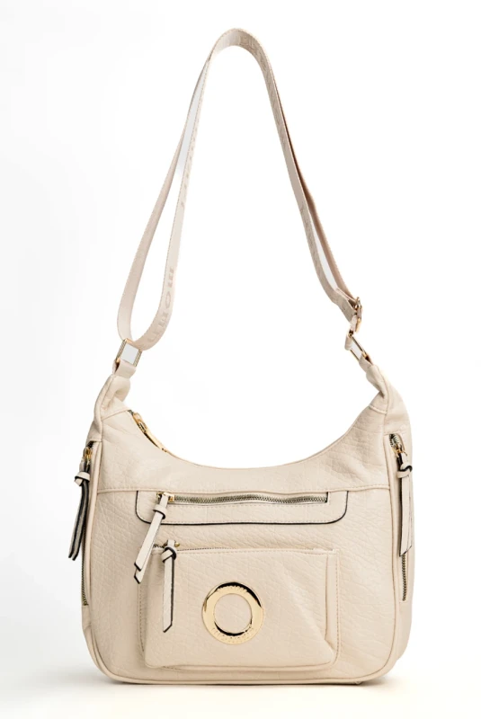 Kremowa Listonoszka Monnari z Logowanym Paskiem – Wielozadaniowa Torebka z Kieszeniami | Kolekcja 2026