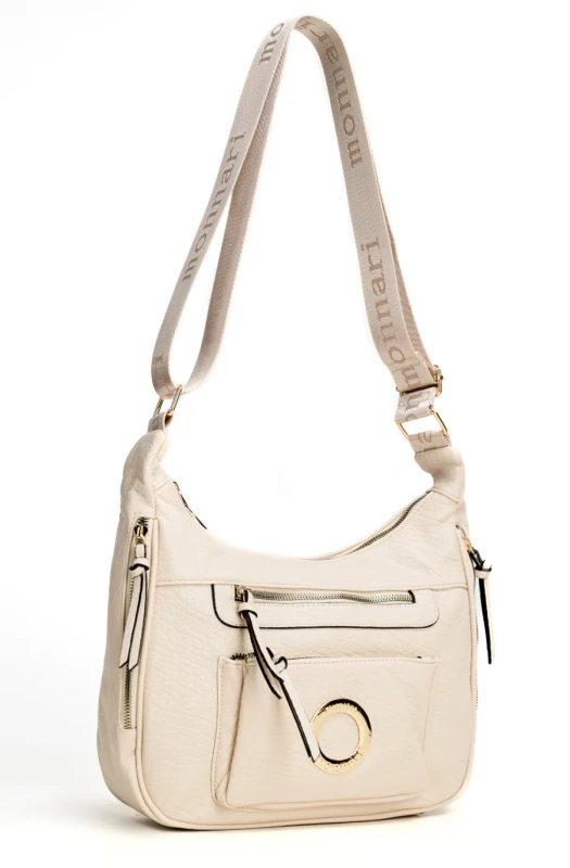 Kremowa Listonoszka Monnari z Logowanym Paskiem – Wielozadaniowa Torebka z Kieszeniami | Kolekcja 2026