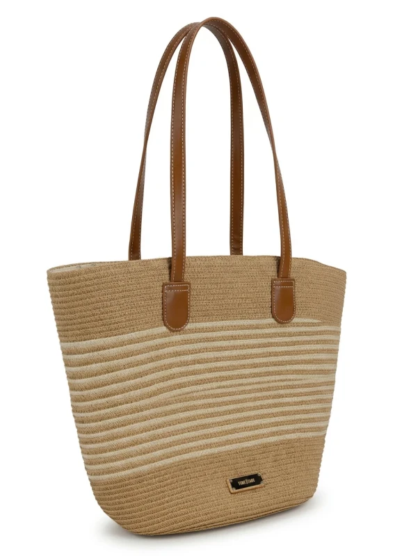 Pleciona Torebka Koszyk Fame Stage – Słomkowa Shopperka na Lato 2026 | Brązowe Detale