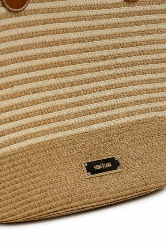 Pleciona Torebka Koszyk Fame Stage – Słomkowa Shopperka na Lato 2026 | Brązowe Detale