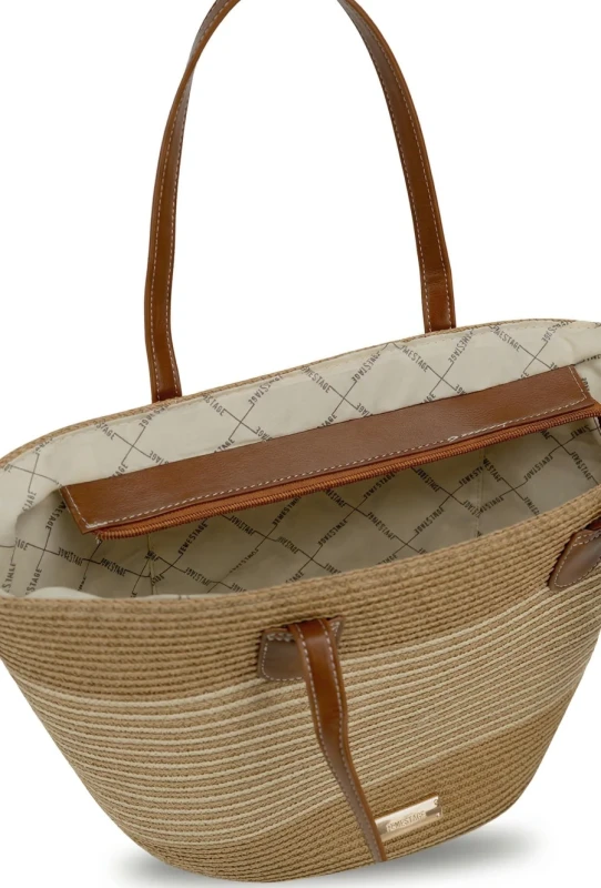 Pleciona Torebka Koszyk Fame Stage – Słomkowa Shopperka na Lato 2026 | Brązowe Detale