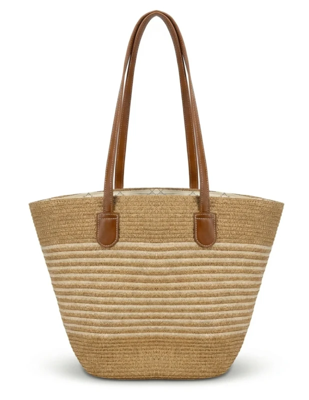 Pleciona Torebka Koszyk Fame Stage – Słomkowa Shopperka na Lato 2026 | Brązowe Detale