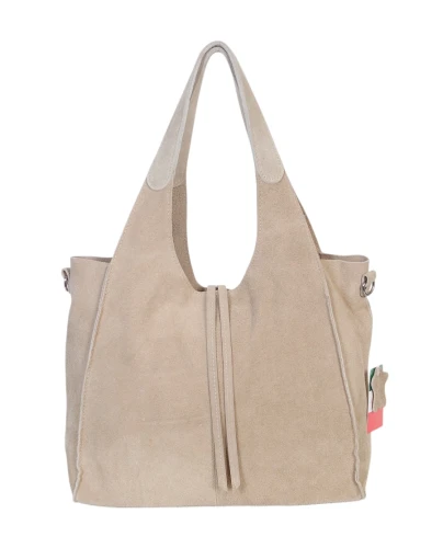 Torebka zamszowa Vera Pelle – duża torba shopper z naturalnego włoskiego zamszu 