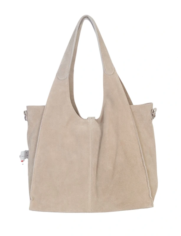 Torebka zamszowa Vera Pelle – duża torba shopper z naturalnego włoskiego zamszu