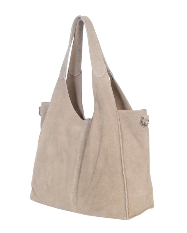 Torebka zamszowa Vera Pelle – duża torba shopper z naturalnego włoskiego zamszu