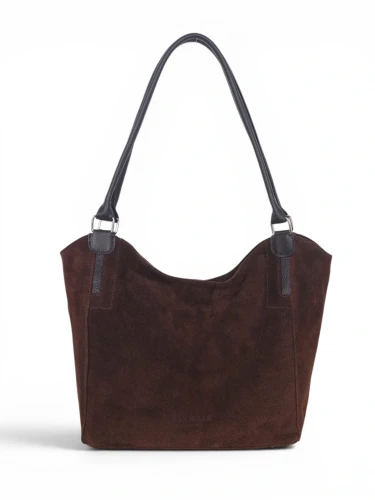 Włoska Torebka Skórzana A4 Vera Pelle – Zamszowy Shopper Bag | Skóra Naturalna | Czekoladowy brąz
