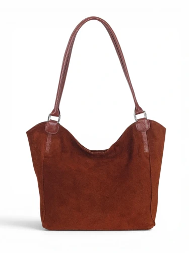 Włoska Torebka Skórzana A4 Vera Pelle – Zamszowy Shopper Bag | Skóra Naturalna | Brąz