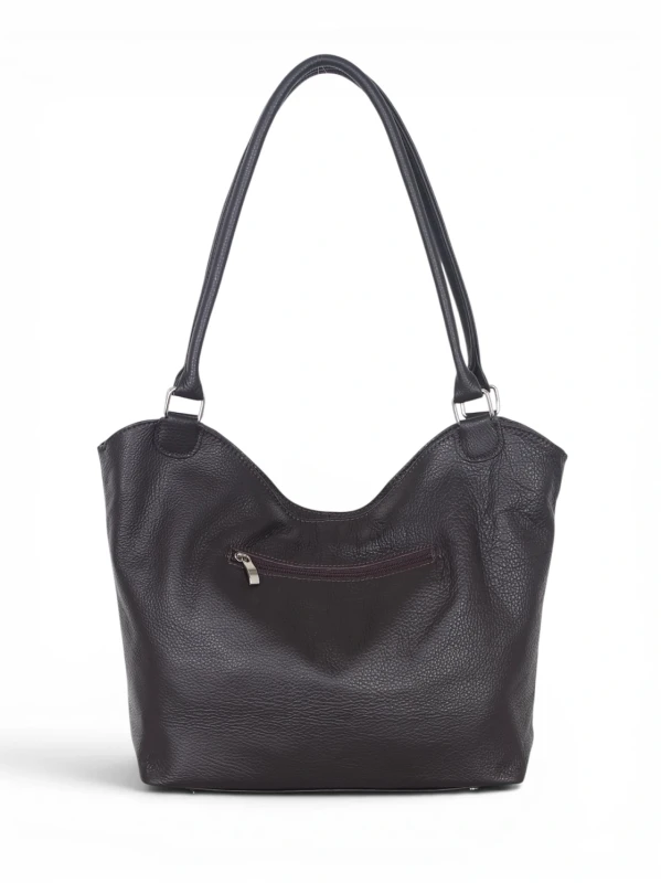 Włoska Torebka Skórzana A4 Vera Pelle – Klasyczny Shopper Bag | Skóra Groszkowa i Zamsz | Czekoladowy brąz