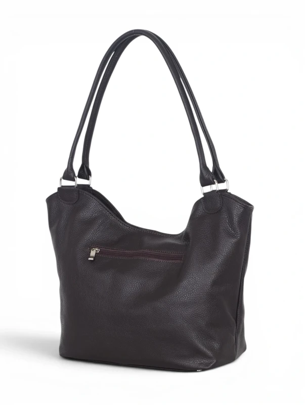 Włoska Torebka Skórzana A4 Vera Pelle – Zamszowy Shopper Bag Krokodyl | Skóra Naturalna | Czekoladowy brąz