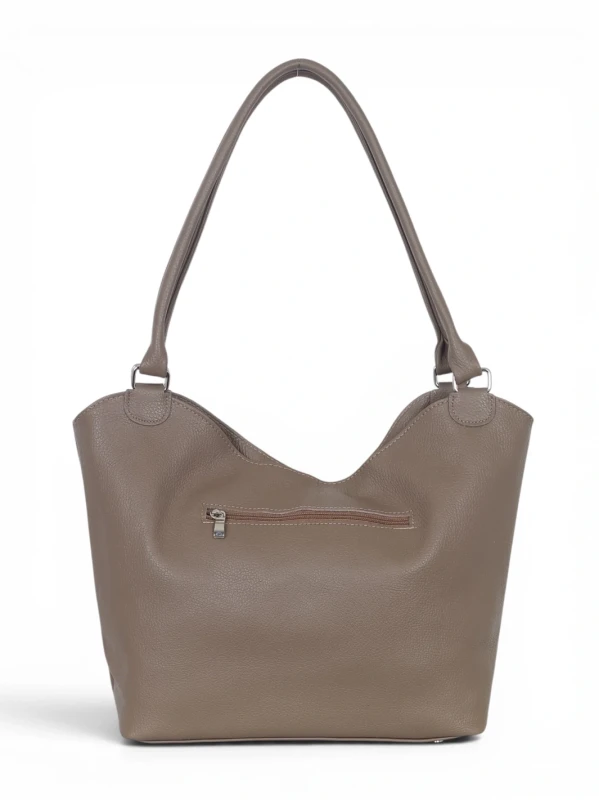 Włoska Torebka Skórzana A4 Vera Pelle – Zamszowy Shopper Bag Krokodyl | Skóra Naturalna | Taupe