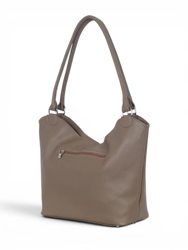Włoska Torebka Skórzana A4 Vera Pelle – Zamszowy Shopper Bag Krokodyl | Skóra Naturalna | Taupe