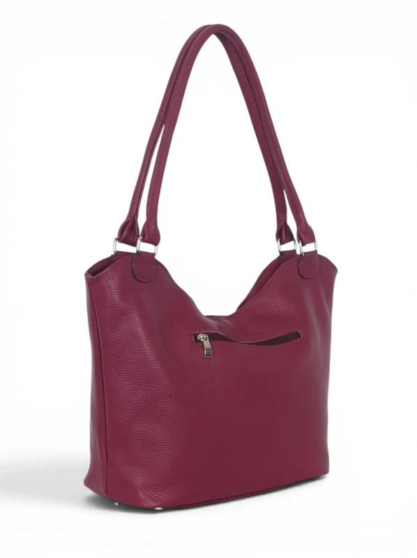 Włoska Torebka Skórzana A4 Vera Pelle – Zamszowy Shopper Bag Krokodyl | Skóra Naturalna | Burgund