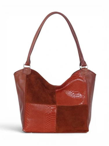 Włoska Torebka Skórzana A4 Vera Pelle – Zamszowy Shopper Bag Krokodyl | Skóra Naturalna | Brąz cieniowany