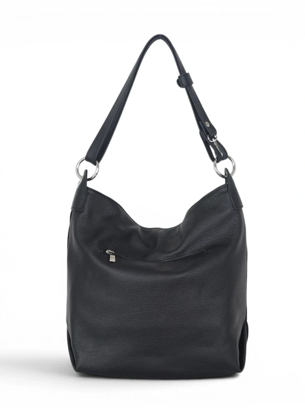 Włoska Torebka Worek Vera Pelle – Skórzany Hobo Bag | Zamsz i Skóra Naturalna