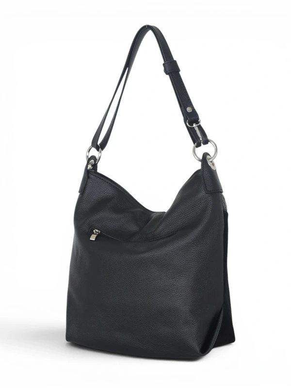 Włoska Torebka Worek Vera Pelle – Skórzany Hobo Bag | Zamsz i Skóra Naturalna
