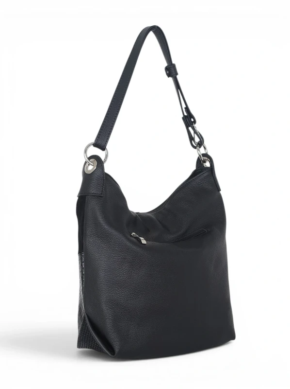 Włoska Torebka Worek Vera Pelle – Skórzany Hobo Bag | Zamsz i Skóra Naturalna