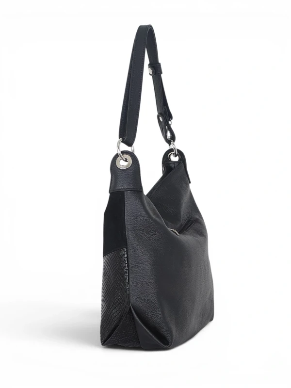 Włoska Torebka Worek Vera Pelle – Skórzany Hobo Bag | Zamsz i Skóra Naturalna