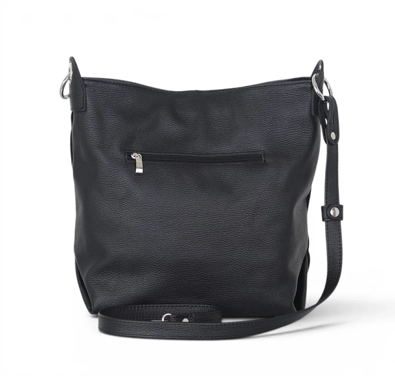 Włoska Torebka Worek Vera Pelle – Skórzany Hobo Bag | Zamsz i Skóra Naturalna