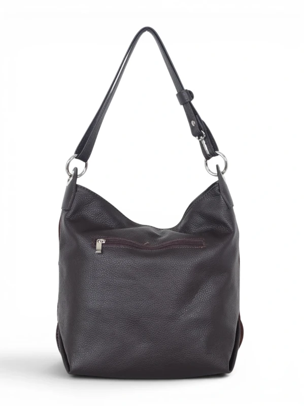 Włoska Torebka Worek Vera Pelle – Skórzany Hobo Bag | Zamsz i Skóra Naturalna | Czekoladowy brąz