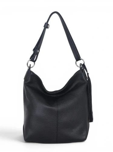 Włoska Torebka Worek Vera Pelle z Frędzlem – Skórzany Hobo Bag | Made in Italy | Czarna